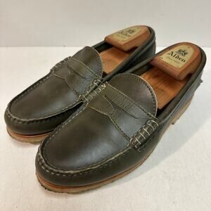 WORN ONCE Quoddy True Penny Loafers Olive Green Handsewn Chromexcel Crepe 8 D